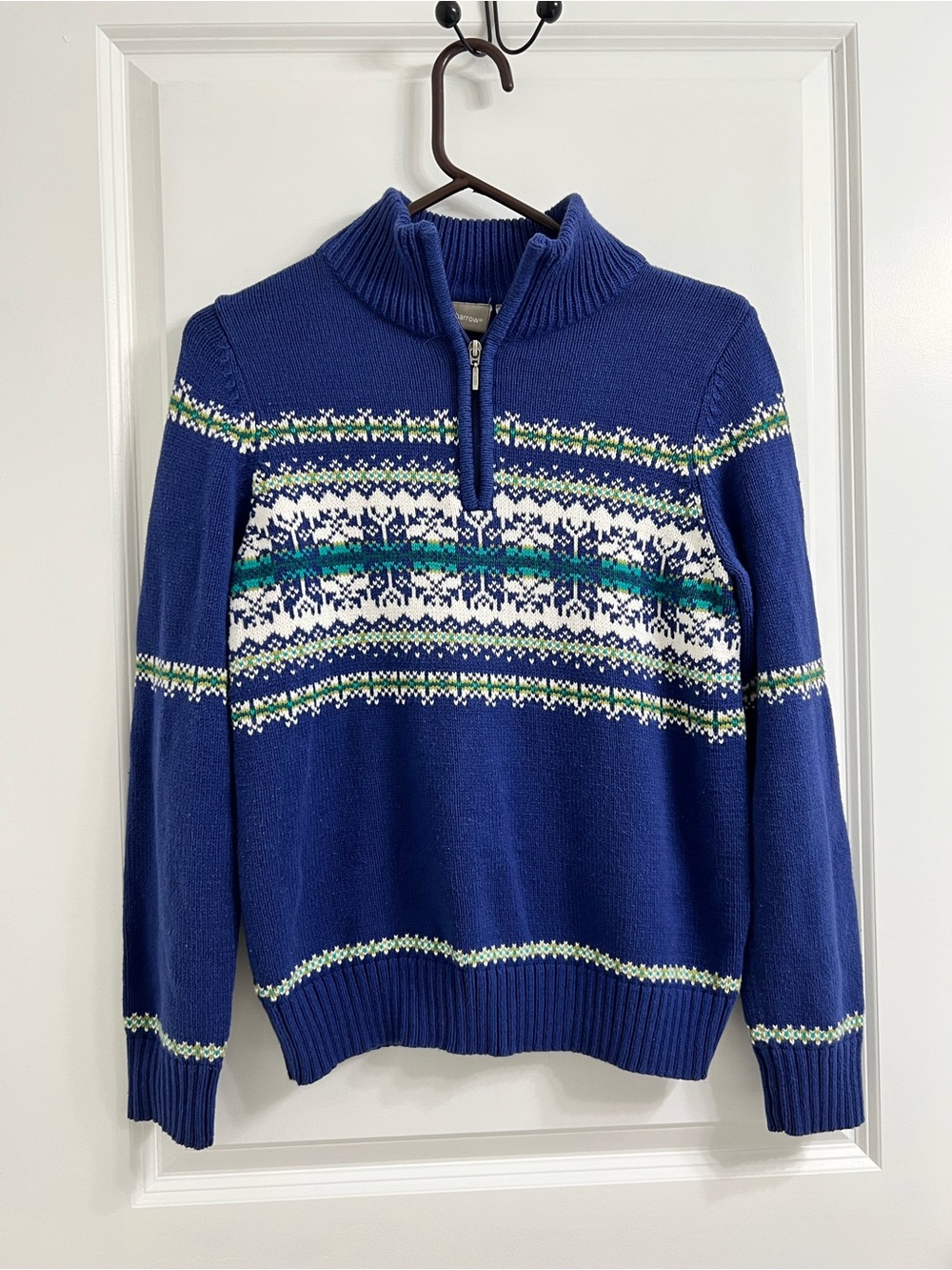 Croft & Barrow Women’s S Fair Isle 1/4 Zip Mock Neck Knit Pullover Sweater